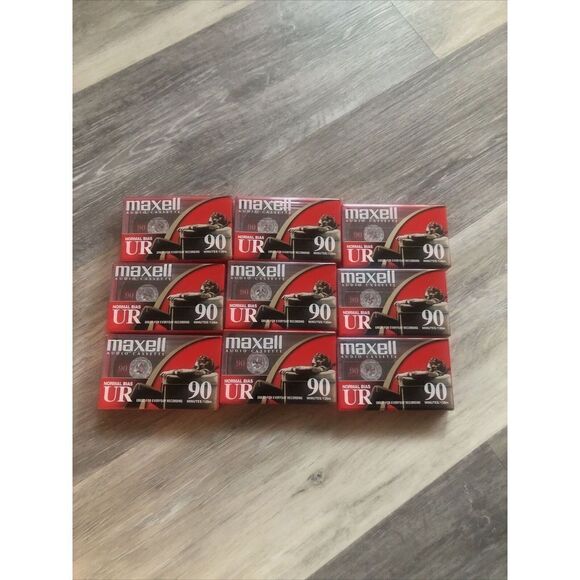 Maxwell UR 90 Minute Blank Audio Cassette Tapes Normal Bias Lot Of 9 Sealed - Picture 2 of 12